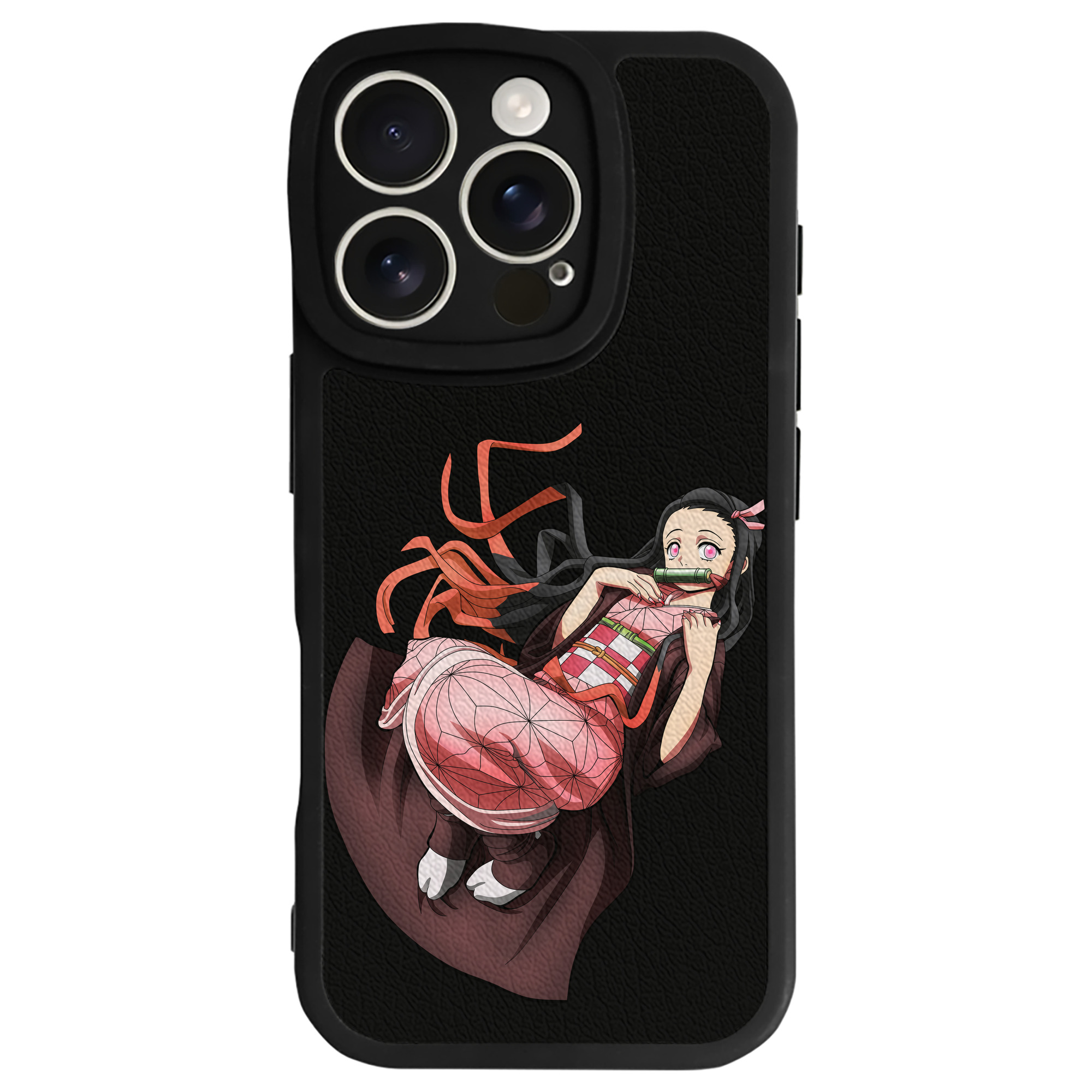 （画像用） 鬼滅の刃（きめつのやいば）竈門 禰󠄀豆子／かまど ねずこ Kamado Nezuko 【iPhone 16シリーズ対応】シリコンスマホケース（レザー調） 材質：シリコン